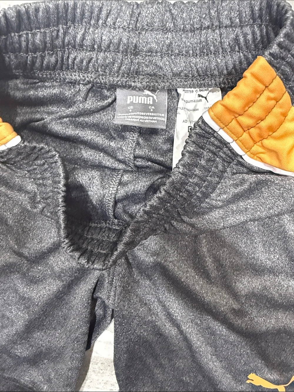 Puma Black & Orange Boys' Athletic Shorts